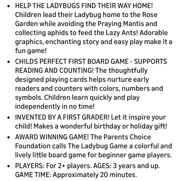 NWT-The Ladybug Game - Colorful Kids Adventure - Picture 7 of 7